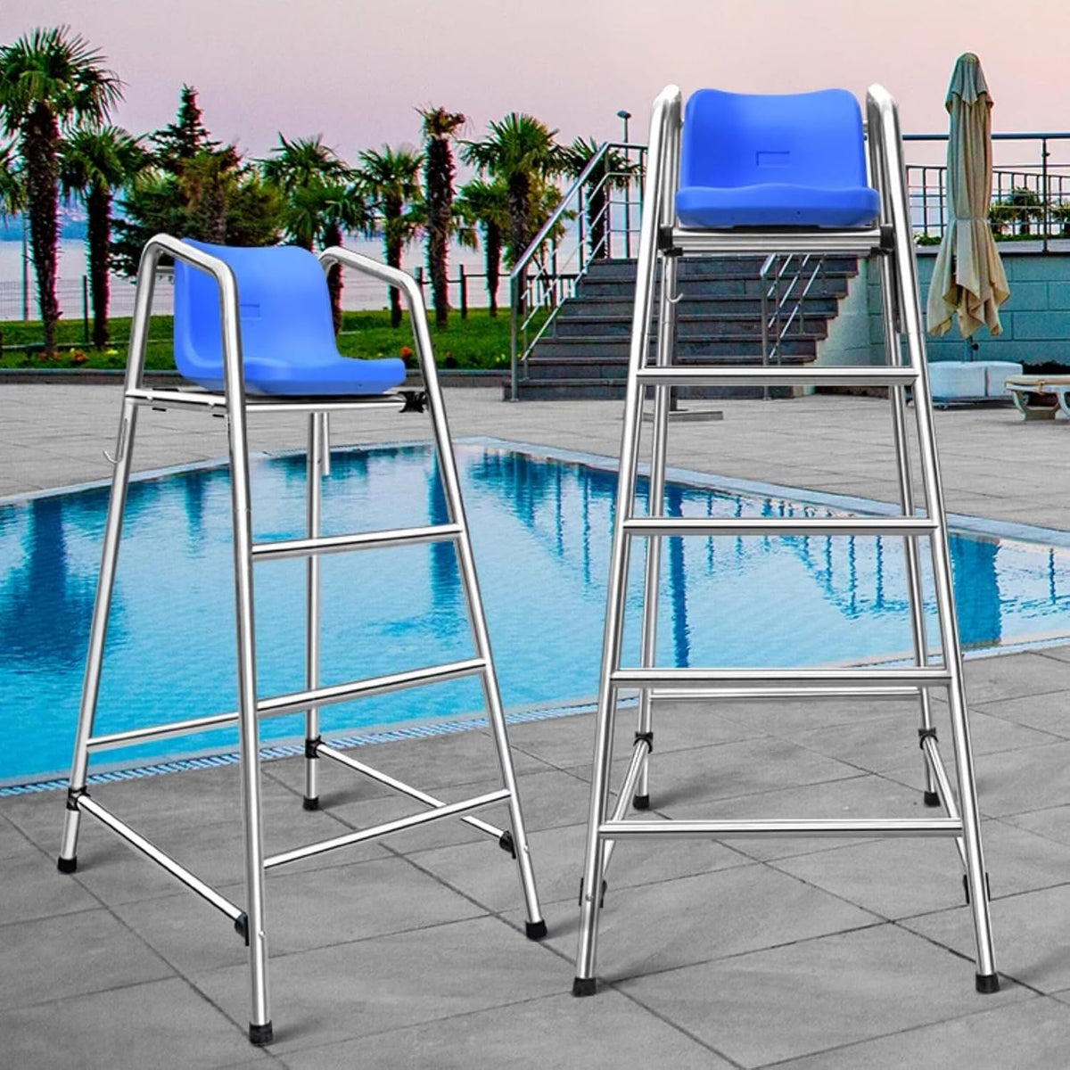 Lifeguard Chair for Pool high Elevated Referee Stand Heavy Duty Non Slip seat Platform for Backyard Outdoor Swimming Safety
