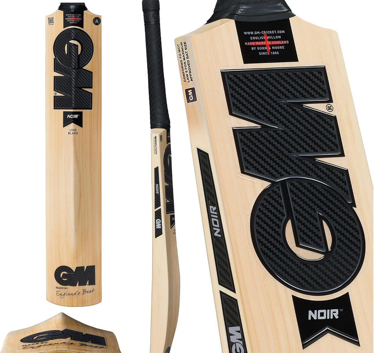 Gunn & Moore GM Cricket Noir Delta 404 English Willow Cricket bat -Short Handle, Full Size for Adults