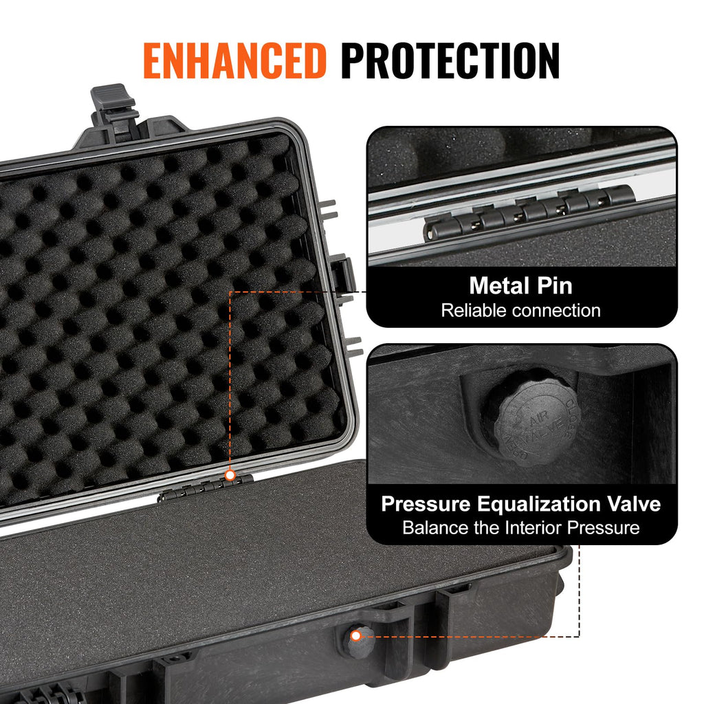 VEVOR Rifle Case, Rifle Hard Case with 4 Layers Fully-protective Foams, Lockable Hard Gun Case with Wheels, IP67 Waterproof & Crushproof, for Rifles or Shotguns