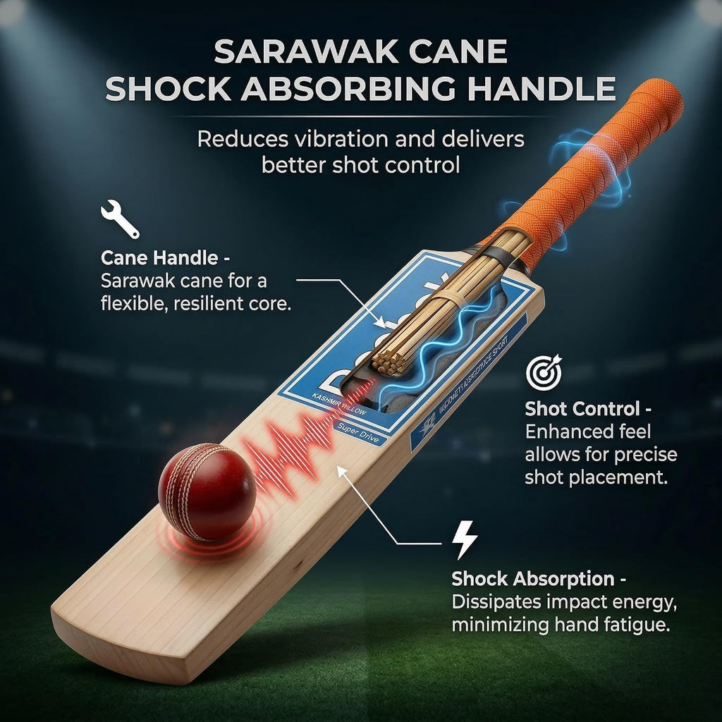 REEBOK Super Drive (, Leather Bat) SH Kashmir Willow Cricket Bat for 15+ Yrs (1100 g) Bat Grip and Sticker May Vary Based on Availability