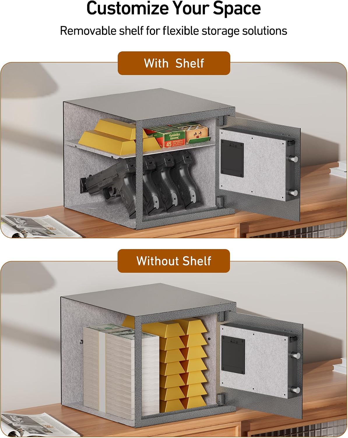 Billconch Smart Gun Safe for Multiple Pistols - Automatic Lock Safe Box