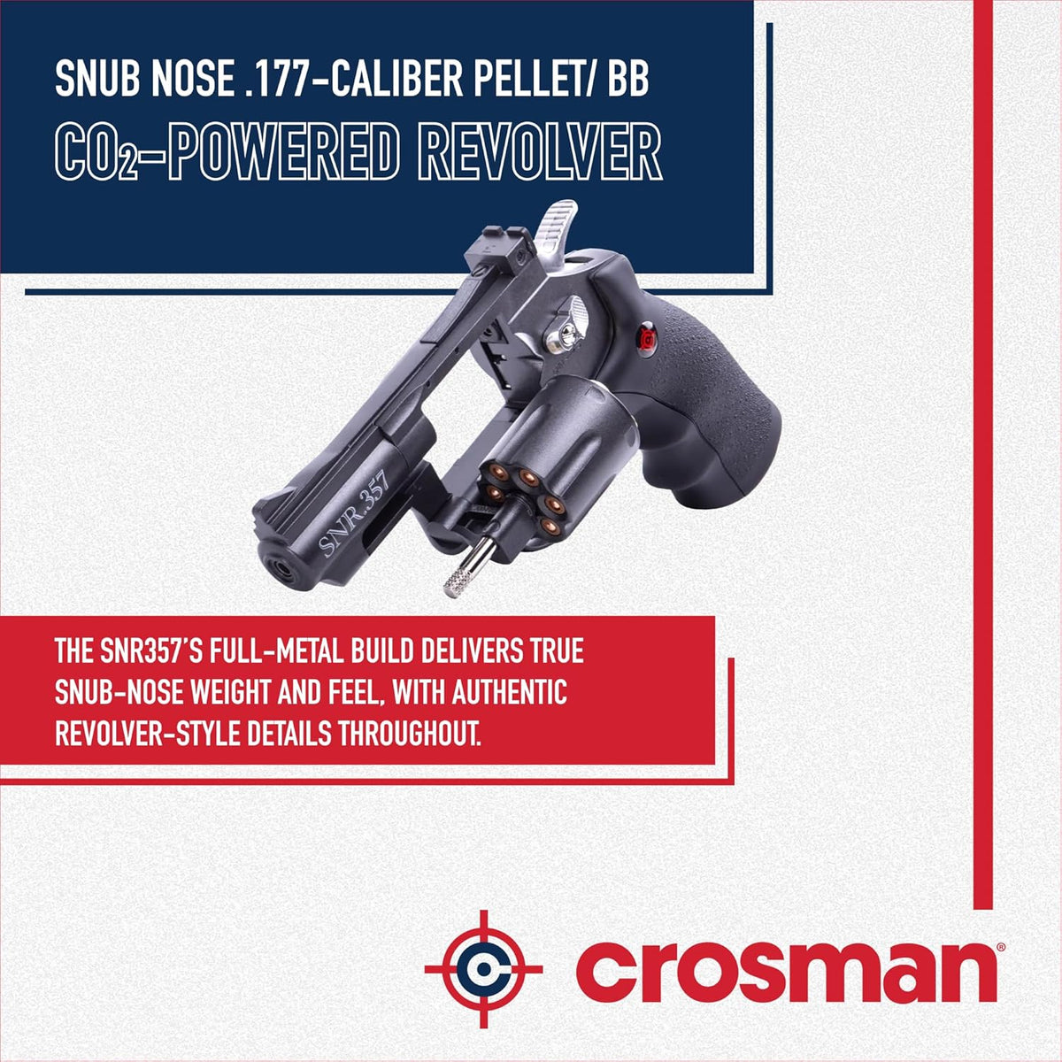 Crosman SNR357 Snub Nose .177-Caliber Pellet/BB CO2-Powered Revolver
