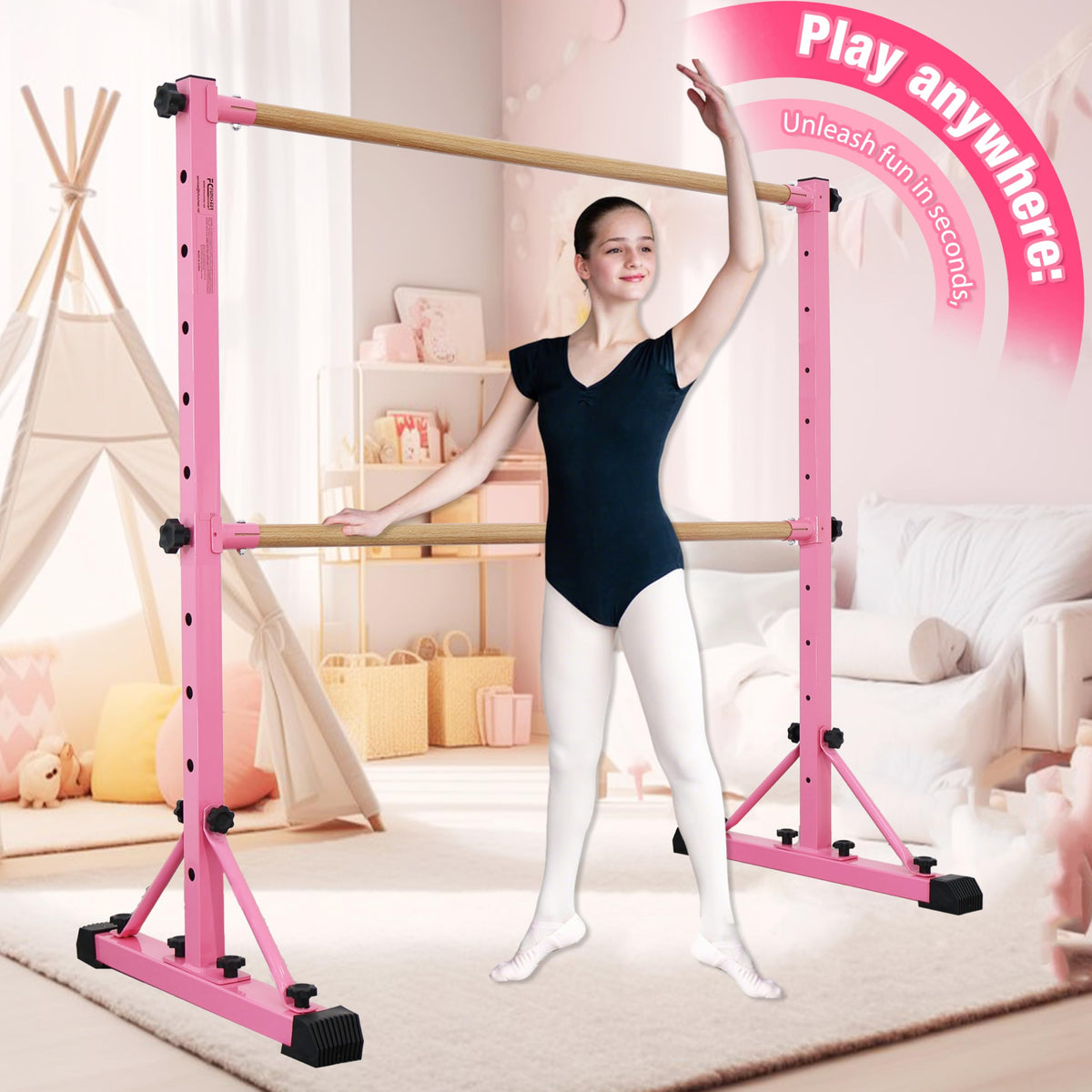 FC FUNCHEER Adjustable Ballet Barre,Portable Dance bar,Fitness Equipment for Dance & Balance Excercise,Super Sturdy for Balance Workout,Weight Limit 250 LBS