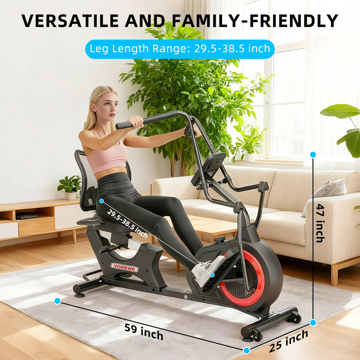 VANSWE Recumbent Elliptical Cross Trainer with Arm Exerciser