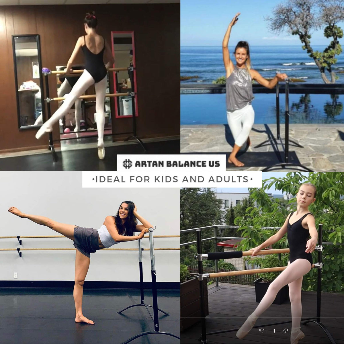 Ballet Barre Portable for Home or Studio, Freestanding Adjustable Bar for Stretch, Balance, Pilates, Dance or Active Workouts, Single or Double Bar, Kids and Adults