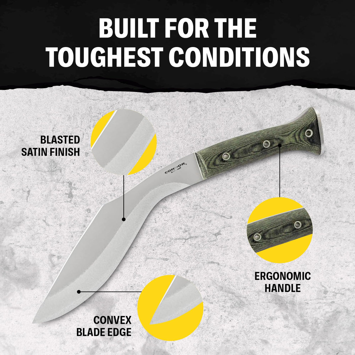 Condor Tool & Knife Atrox Knife | Hunting Knife with Kydex with Leather Belt Loop Sheath | High Carbon Steel Survival Knife with a Micarta Handle | Fixed Blade Tactical Knife | 10.9 in Blade | 29.6oz