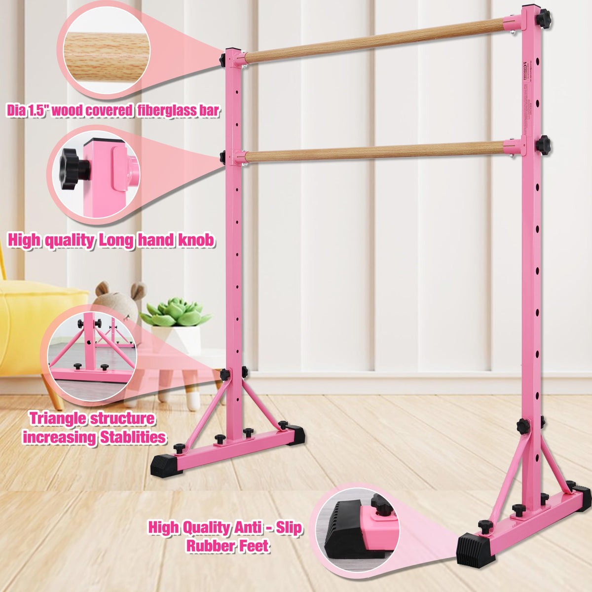FC FUNCHEER Adjustable Ballet Barre,Portable Dance bar,Fitness Equipment for Dance & Balance Excercise,Super Sturdy for Balance Workout,Weight Limit 250 LBS