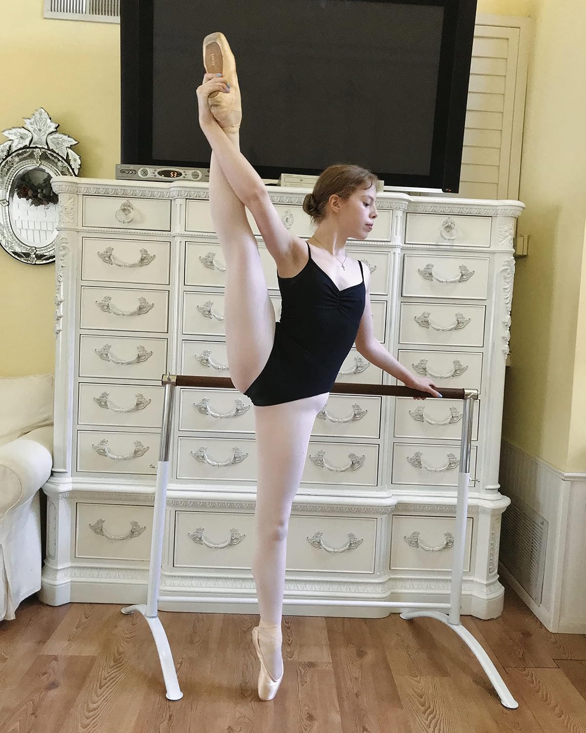 Ballet Barre Portable for Home or Studio, Freestanding Adjustable Bar for Stretch, Balance, Pilates, Dance or Active Workouts, Single or Double Bar, Kids and Adults
