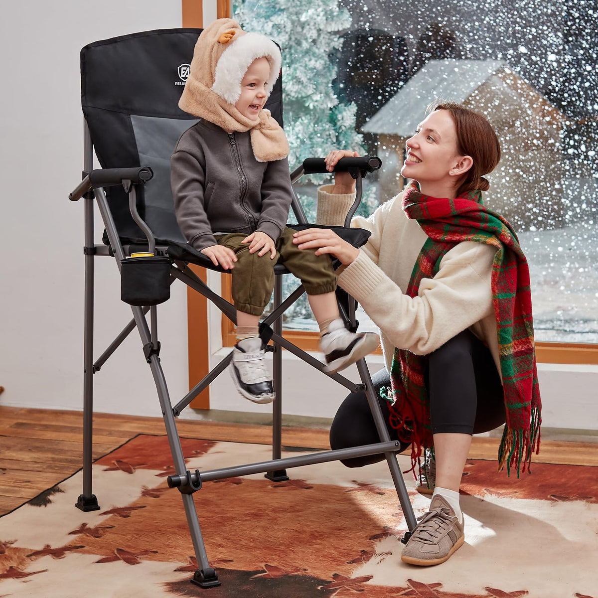 EVER ADVANCED Tall Director Chair 31" Foldable Camping with Carry Bag Black