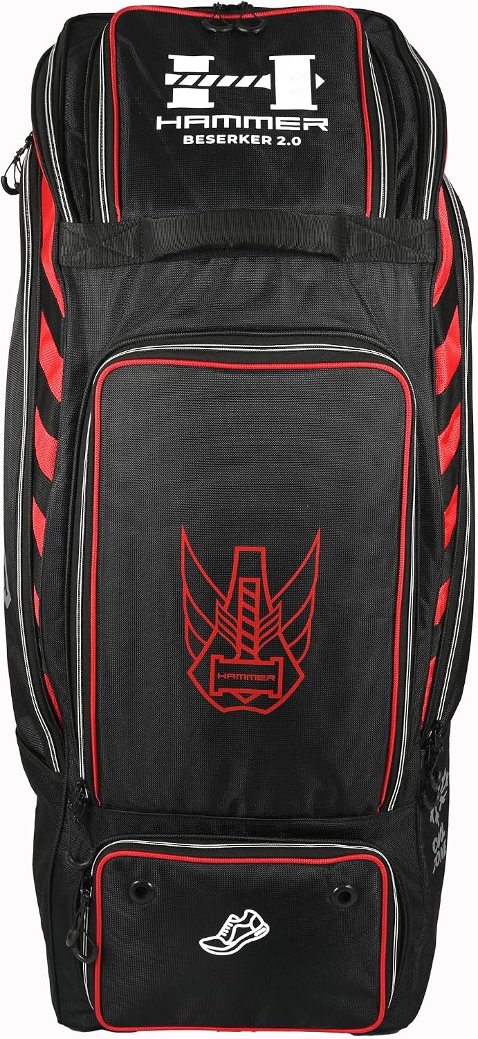 Hammer Berserker 2.0 Duffle Wheelie Cricket Kit Bag | 206L Capacity | Dual Bat Pockets | Shoe & Helmet Compartment | Heavy-Duty 2100D Polyester