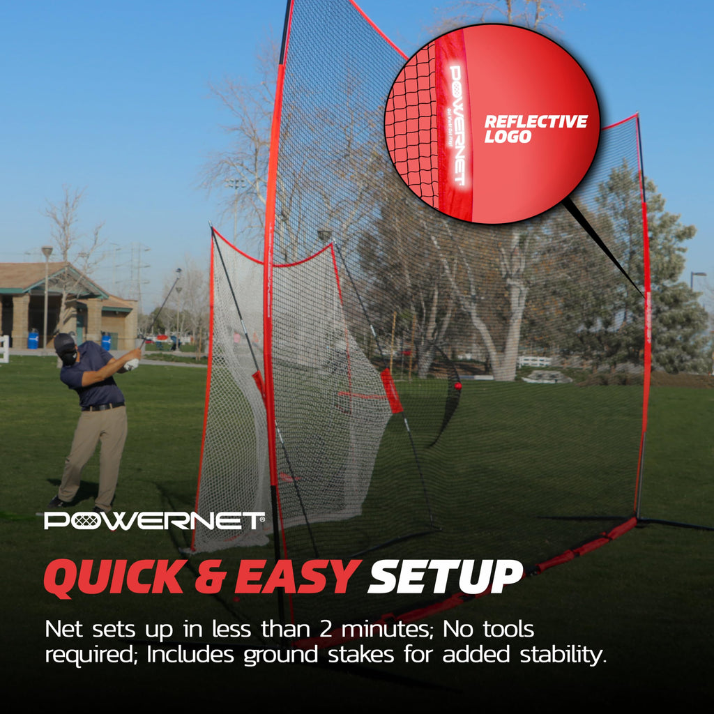 PowerNet Portable Sports Rebounder -Basketball, Volleyball, Soccer, Baseball, Softball and Lacrosse, Backyard & Garage Backstop, Indoor Outdoor Safety Net for Protection