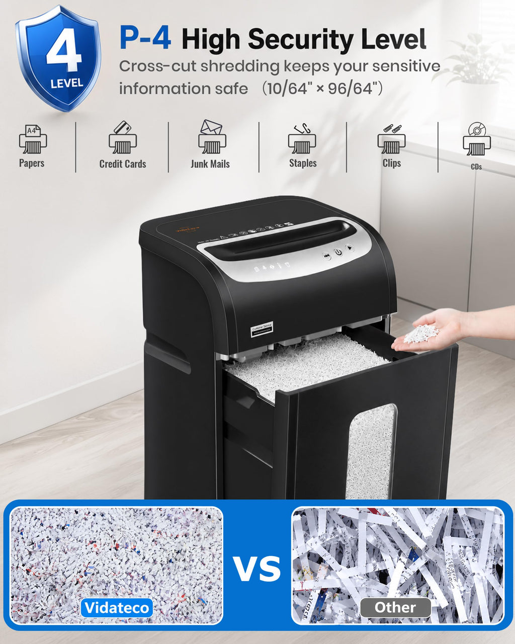 VidaTeco 14-Sheet Micro Cut Paper Shredder for Home Office Heavy Duty