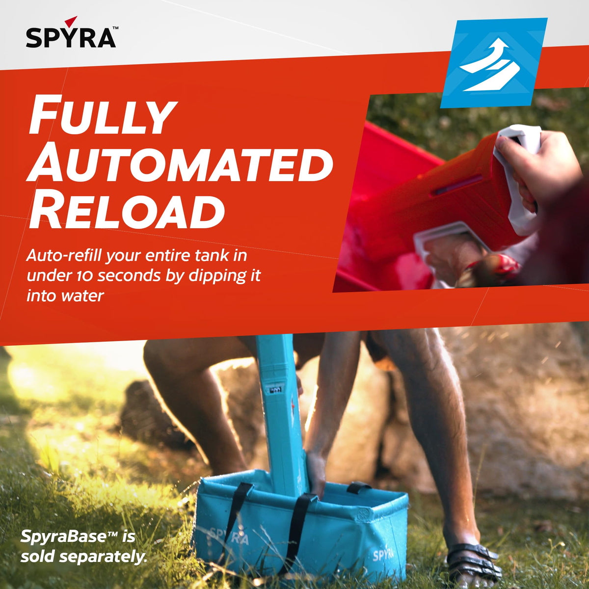 SPYRA Electric Water Blaster, Outdoor Squirt Gun for Pool Games, Blue