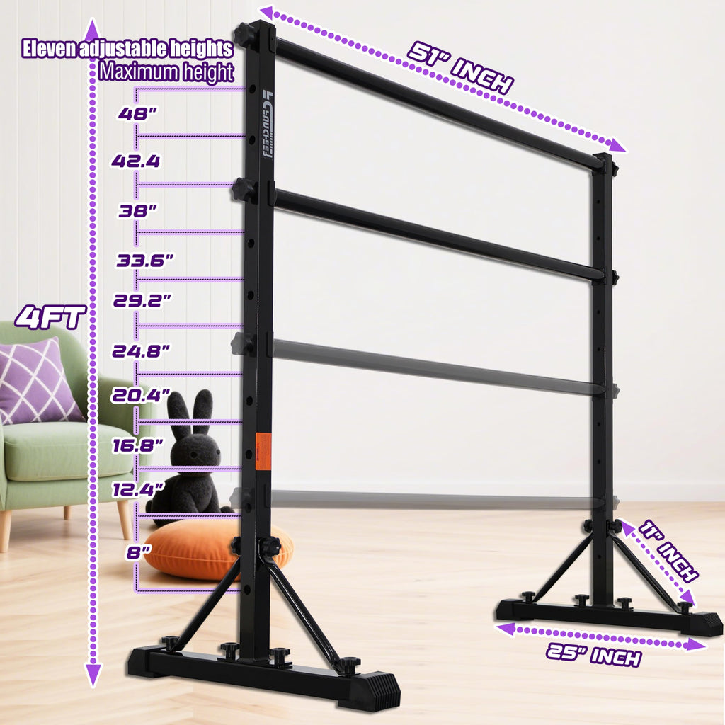 FC FUNCHEER Adjustable Ballet Barre,Portable Dance bar,Fitness Equipment for Dance & Balance Excercise,Super Sturdy for Balance Workout,Weight Limit 250 LBS