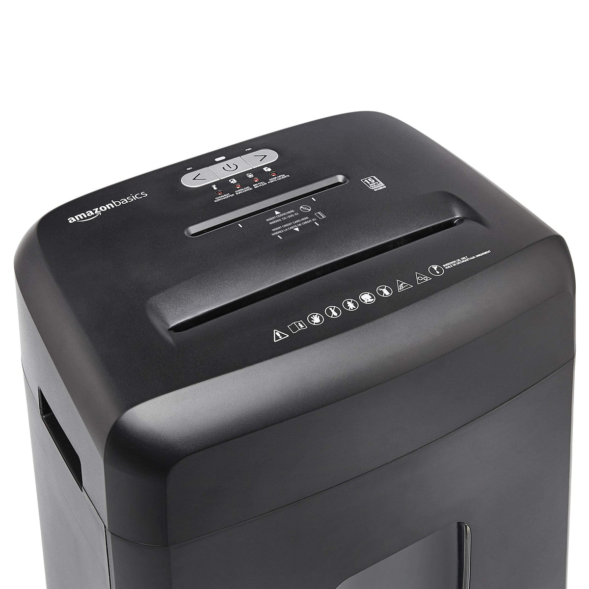 Amazon Basics 18 Sheet Cross Cut Paper, CD, and Credit Card Shredder with 6 Gallon Bin, 30 Minutes Continuous Run Time, Black