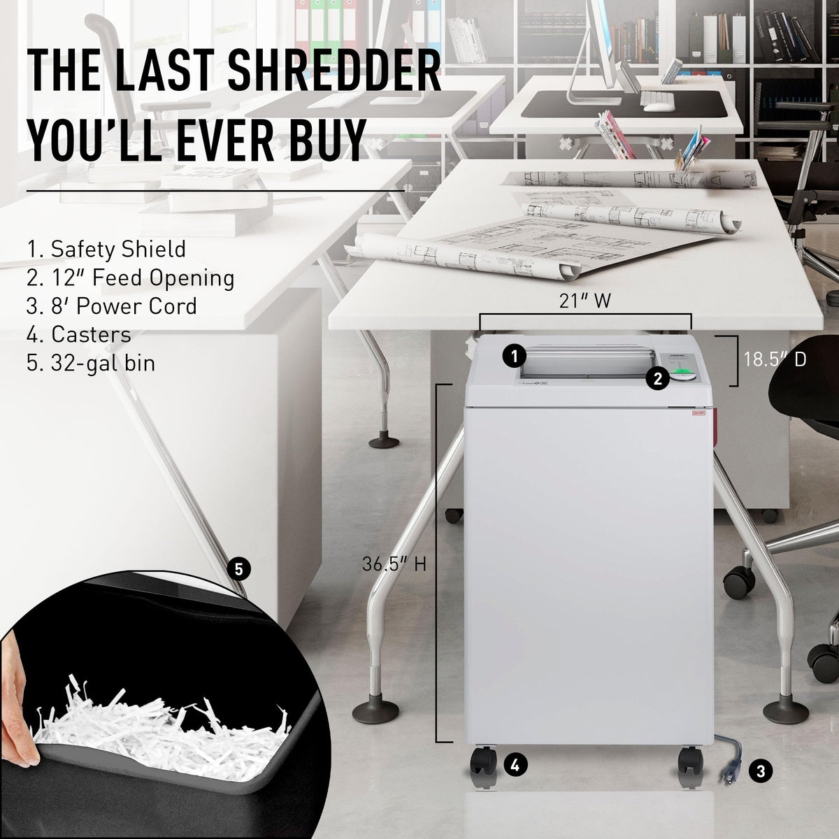 IDEAL 3104 P4 Cross Cut Commercial Office Paper Shredder 26 Gallon
