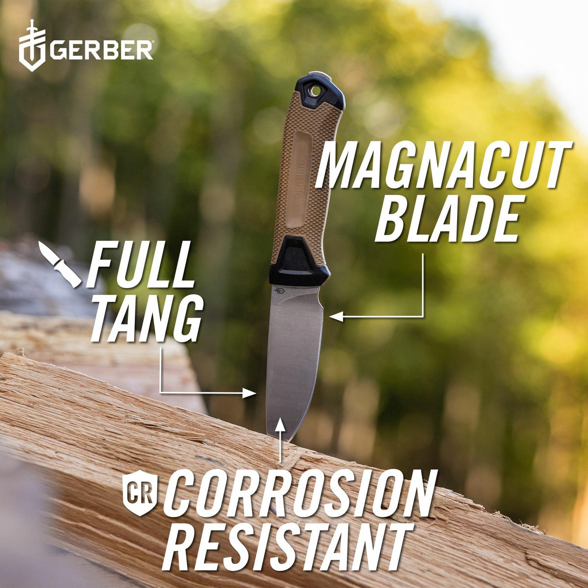 Gerber Gear StrongArm - Fixed Blade, Full Tang Knife - Camping Knife with Multiple Carry Options - Made in USA - Black, Serrated Edge