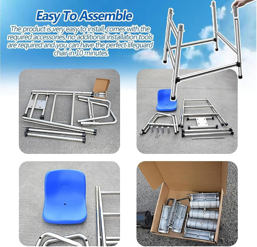 Observation Chair for Lifeguards,Tall Safety Seat for Swimming Pools and Waterparks, Indoor Outdoor Beach/Life Guard Chair, Professional Referee Viewing Stand(150cm/59inch, A)