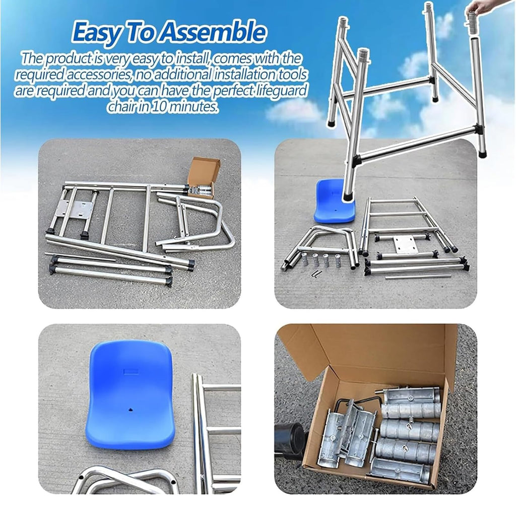 Observation Chair for Lifeguards,Tall Safety Seat for Swimming Pools and Waterparks, Indoor Outdoor Beach/Life Guard Chair, Professional Referee Viewing Stand(150cm/59inch, A)