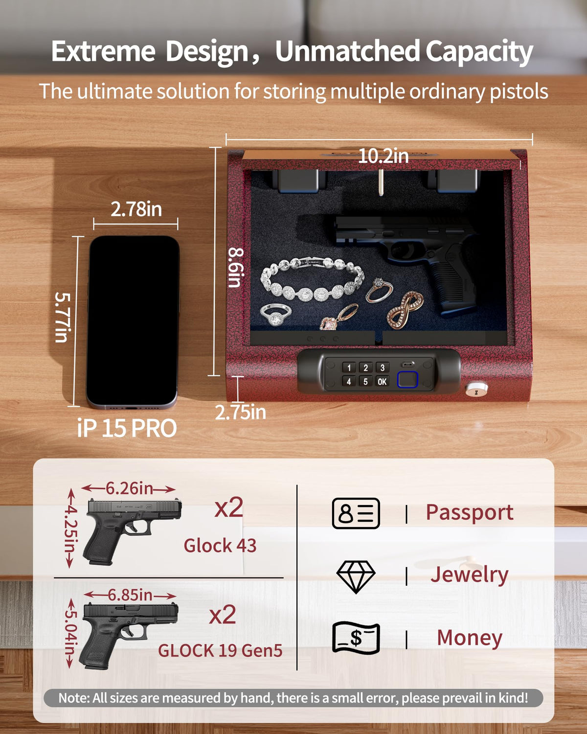 BILLCONCH Large Gun Safe Biometric Fingerprint Handgun Pistol Safes