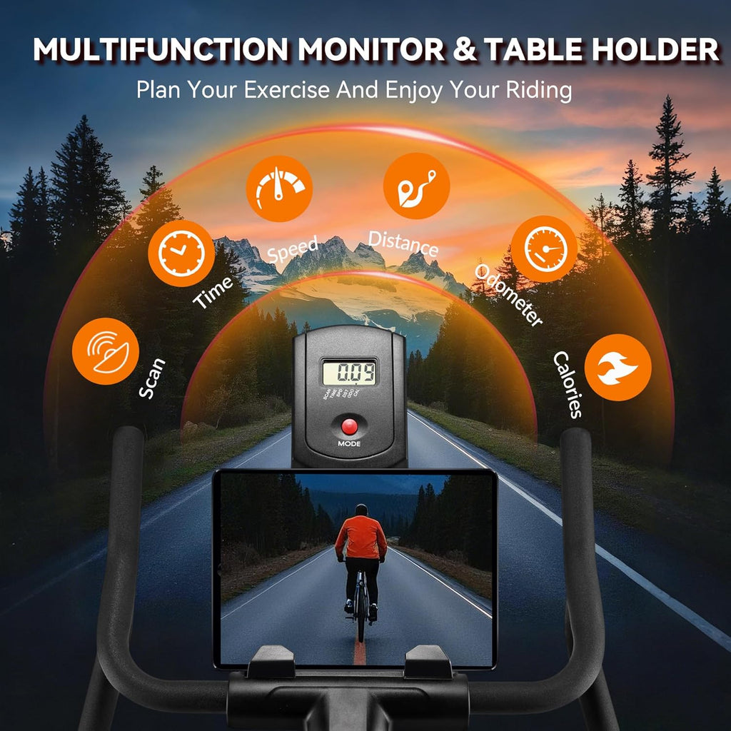 Exercise Bike, Wenoker Stationary Bike for Home, App Supported Indoor Bike with Adjustable Seat and Multi-grips Handlebar