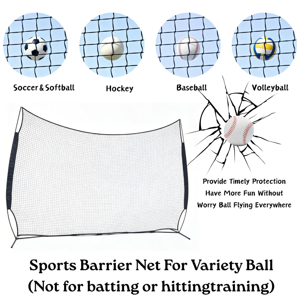 16x10FT Barricade Backstop Net â Heavy Duty All-Ball Sports Barrier Netting, Portable Lacrosse Backstop Net with Carry Bag
