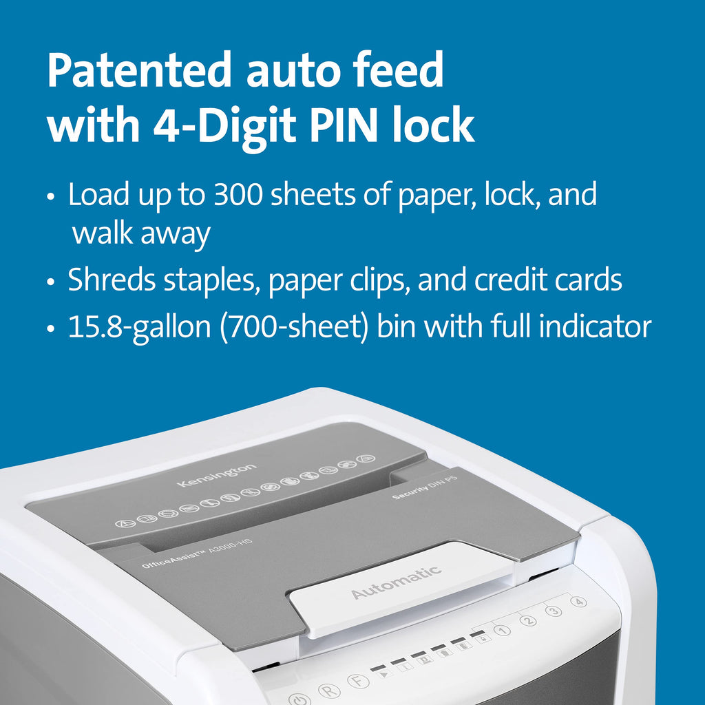 Kensington Shredder - New OfficeAssist 150-Sheet Auto-Feed Micro Cut Anti-Jam Paper and Credit Card Home Office Shredder with 11.6 gallons Pullout Wastebasket (K52050AM)