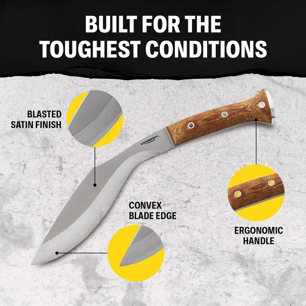 Condor Tool & Knife Atrox Knife | Hunting Knife with Kydex with Leather Belt Loop Sheath | High Carbon Steel Survival Knife with a Micarta Handle | Fixed Blade Tactical Knife | 10.9 in Blade | 29.6oz