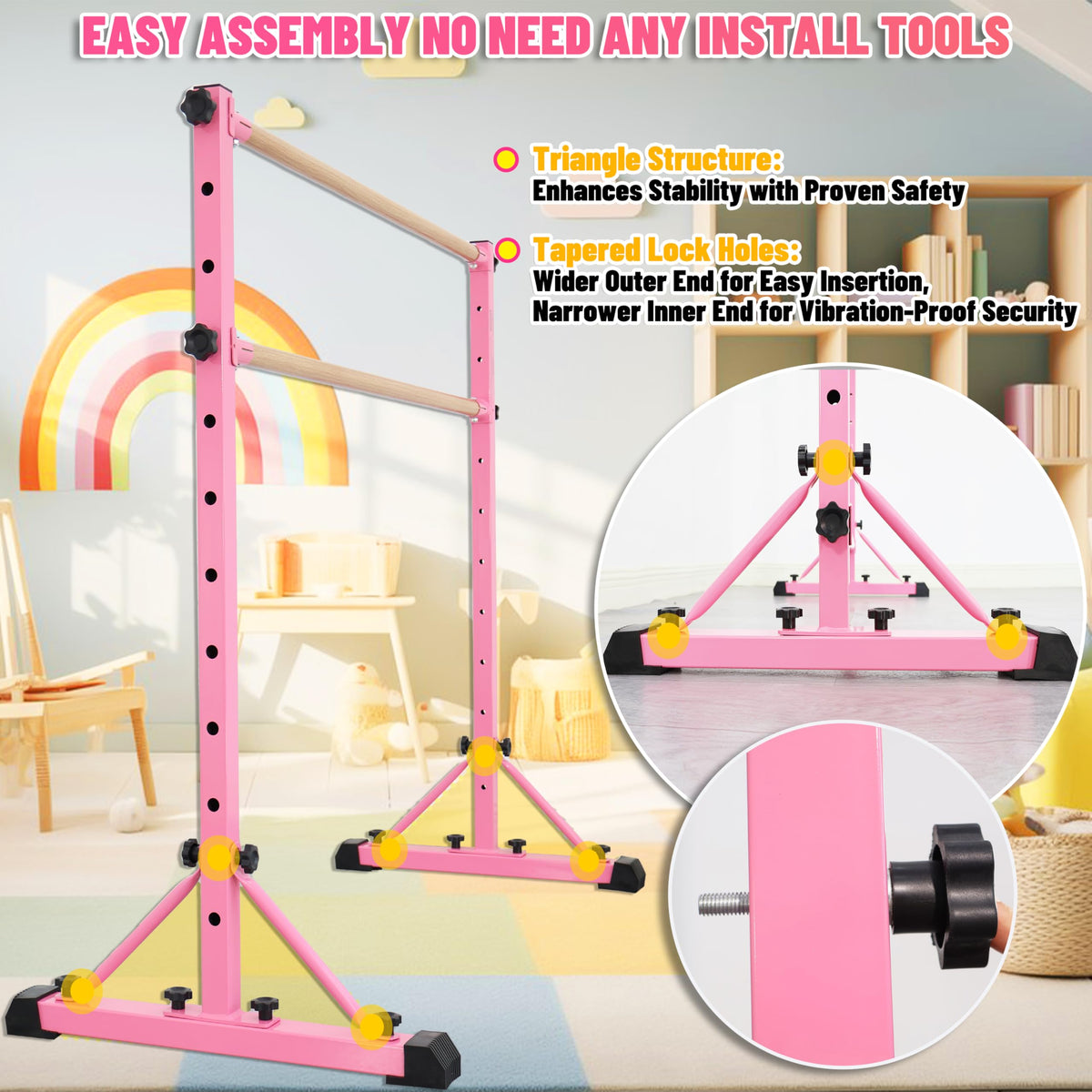 FC FUNCHEER Adjustable Ballet Barre,Portable Dance bar,Fitness Equipment for Dance & Balance Excercise,Super Sturdy for Balance Workout,Weight Limit 250 LBS