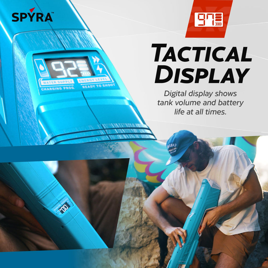 SPYRA Electric Water Blaster, Outdoor Squirt Gun for Pool Games, Blue