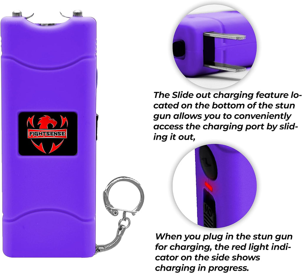 FIGHTSENSE (12 pcs) Wholesale Bulk Stun Gun Flashlight for Men and Women self Defense Device, Rechargeable Stun Gun, Nylon Holsters