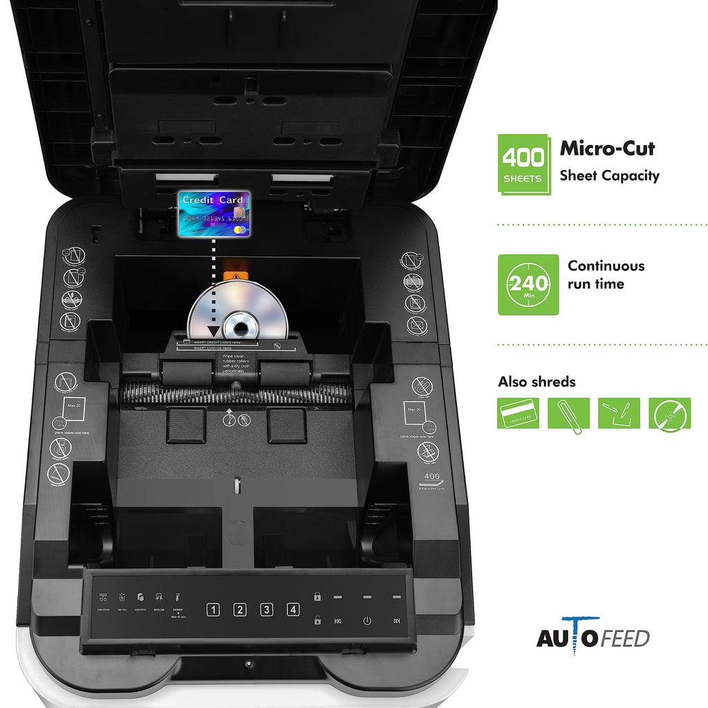 Aurora Professional Grade AU125MA 120-Sheet Auto Feed High-Security Micro-Cut Paper Shredder/60 Minutes/Security Level P-5