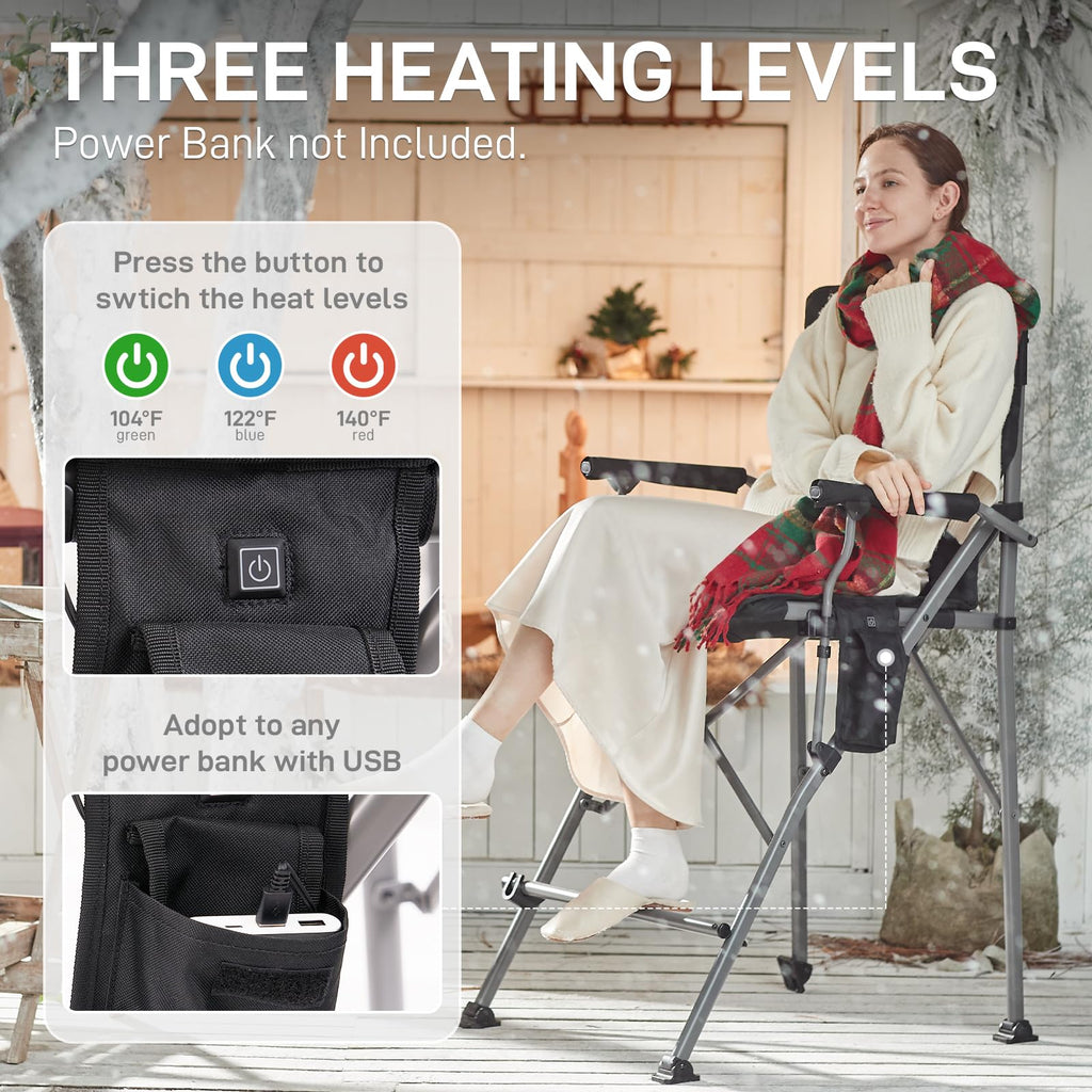EVER ADVANCED Tall Director Chair 31" Foldable Camping with Carry Bag Black