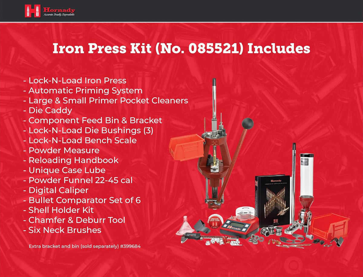 Hornady Lock-N-Load Iron Press Ammo Reloading Kit with Auto Prime- Includes Ultimate Reloading Equipment - Reliable and Efficient - 085521
