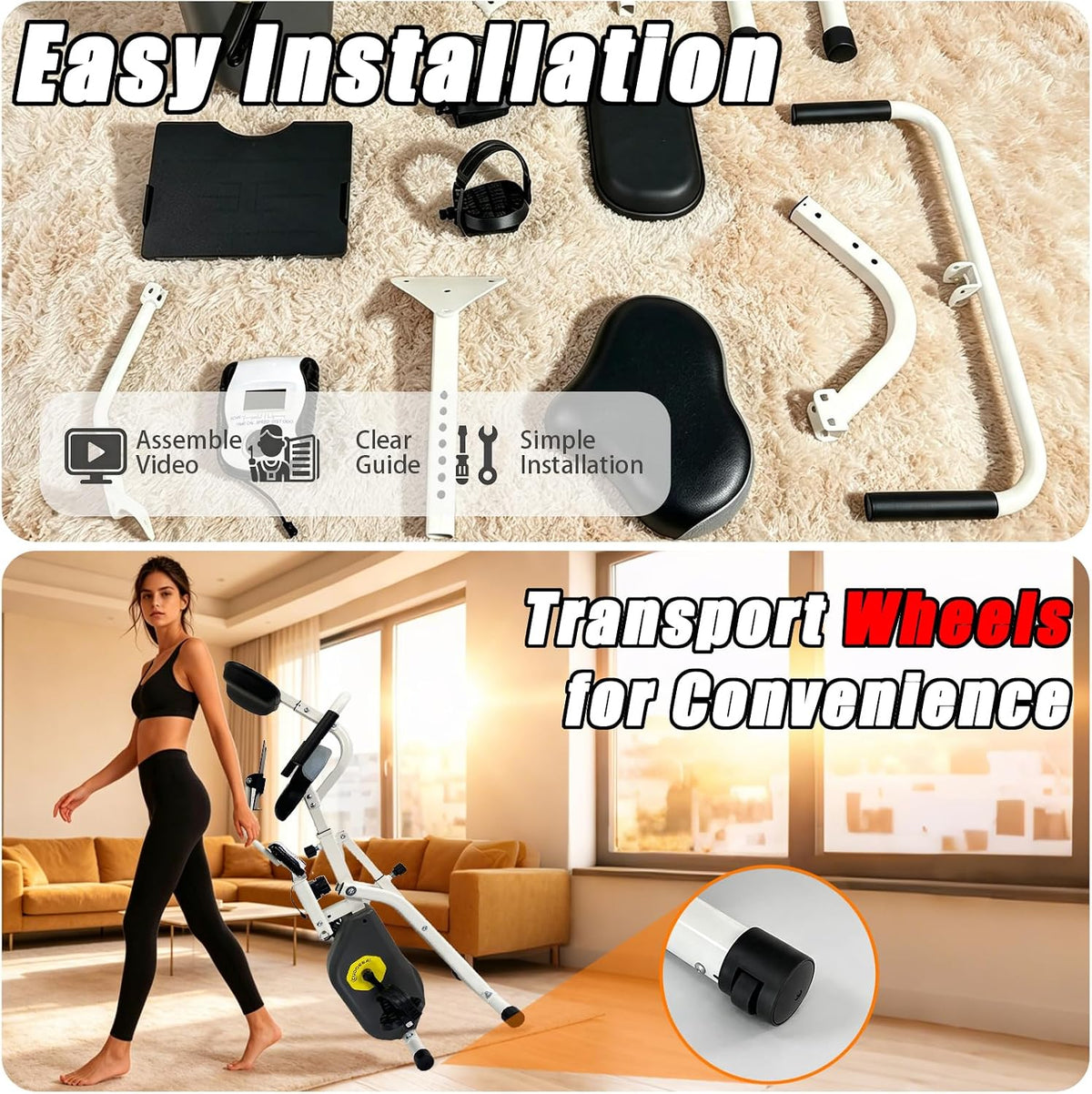 Foldable Magnetic Recumbent Stationary Exercise Bike
