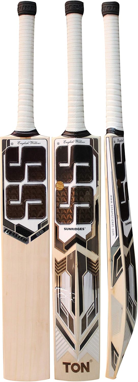 SS Sunridges Master 99 Premium Cricket English Willow Leather Ball Cricket Bat - Adult Size - Short Handle (Bat Cover Included)