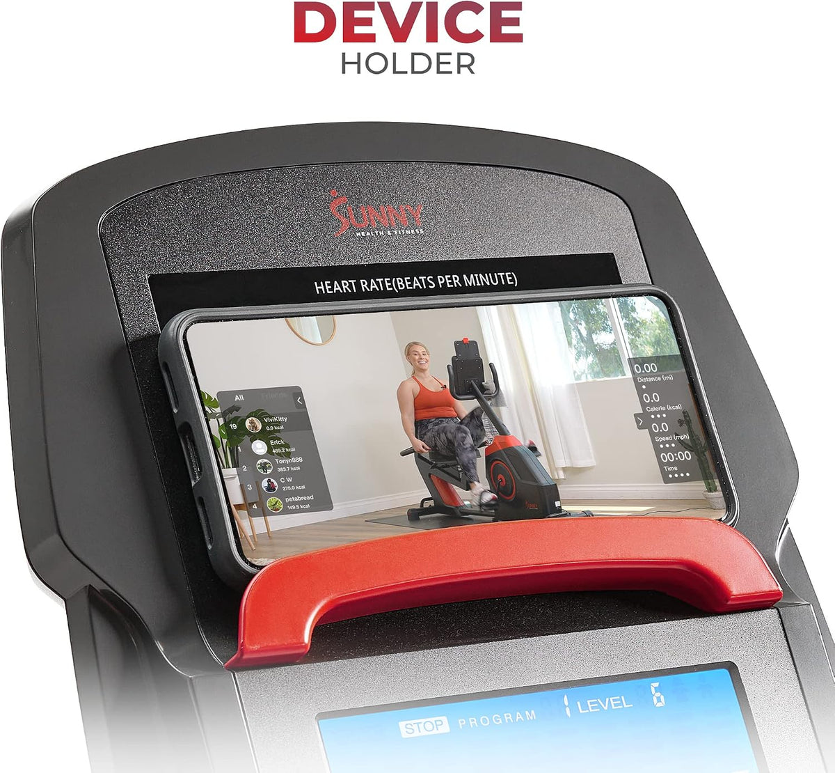 Sunny Health & Fitness Smart Recumbent Bike for Indoor Low Impact Cardio