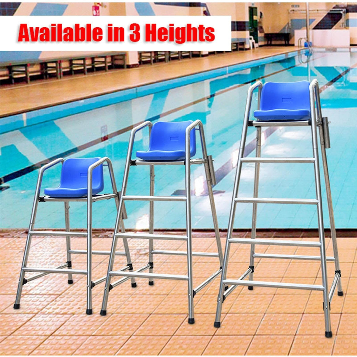 Tennis Volleyball Referee Chair Stand, 120 150 180 cm High Stainless Steel Lifeguard Chair for Pools Patio Lake Beach, Outdoor Extra Tall Life Guard Deck Chairs/Bar Stool(150cm/4.9ft Tall)