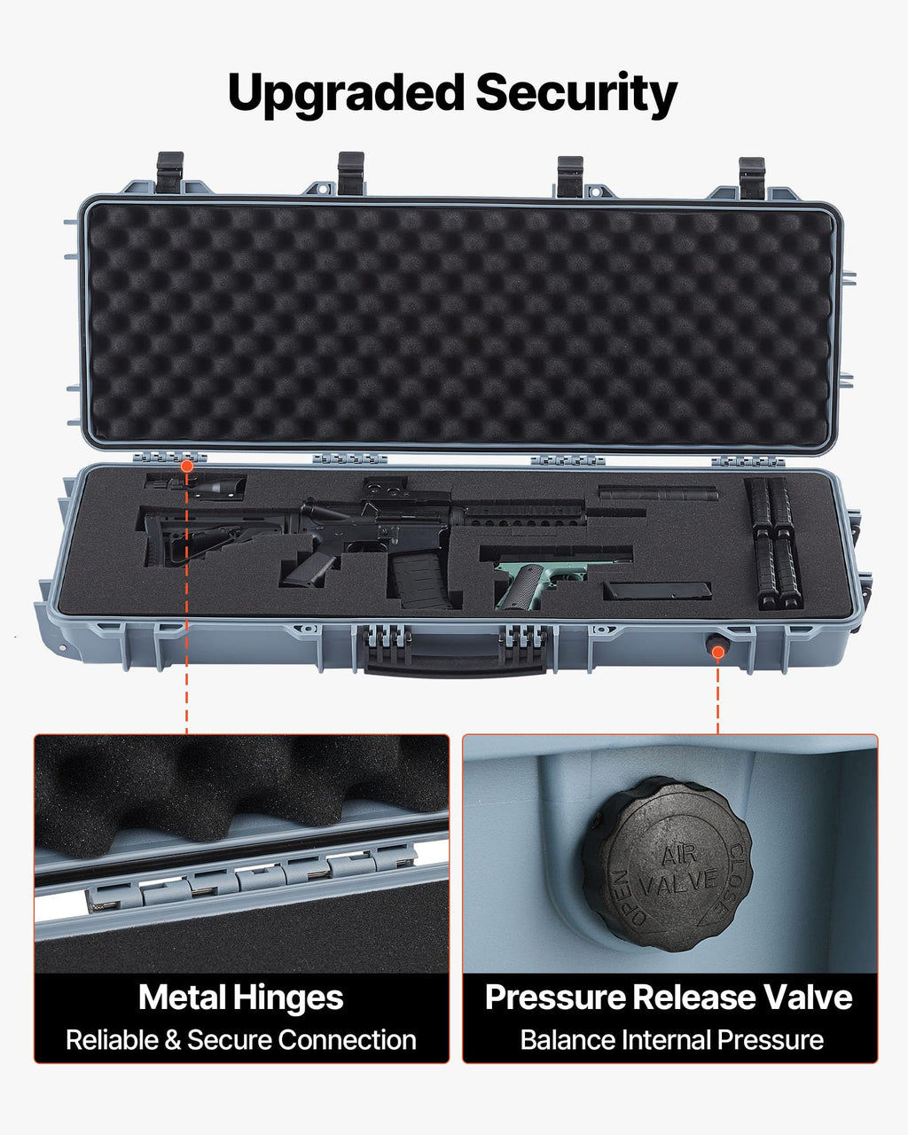VEVOR Rifle Case, Rifle Hard Case with 4 Layers Fully-protective Foams, Lockable Hard Gun Case with Wheels, IP67 Waterproof & Crushproof, for Rifles or Shotguns