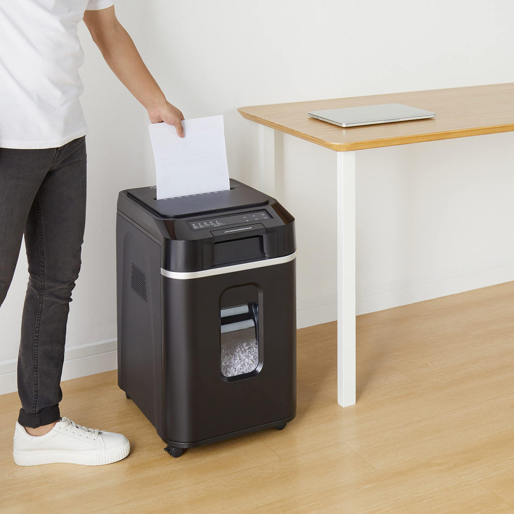 Amazon Basics 18 Sheet Cross Cut Paper, CD, and Credit Card Shredder with 6 Gallon Bin, 30 Minutes Continuous Run Time, Black
