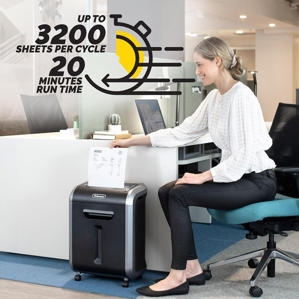 Fellowes âPowershred 79Ci 16-Sheet 100% Jam-Proof Heavy Duty Crosscut Paper Shredder Machine for Office and Home, Black/Dark Silver 3227919
