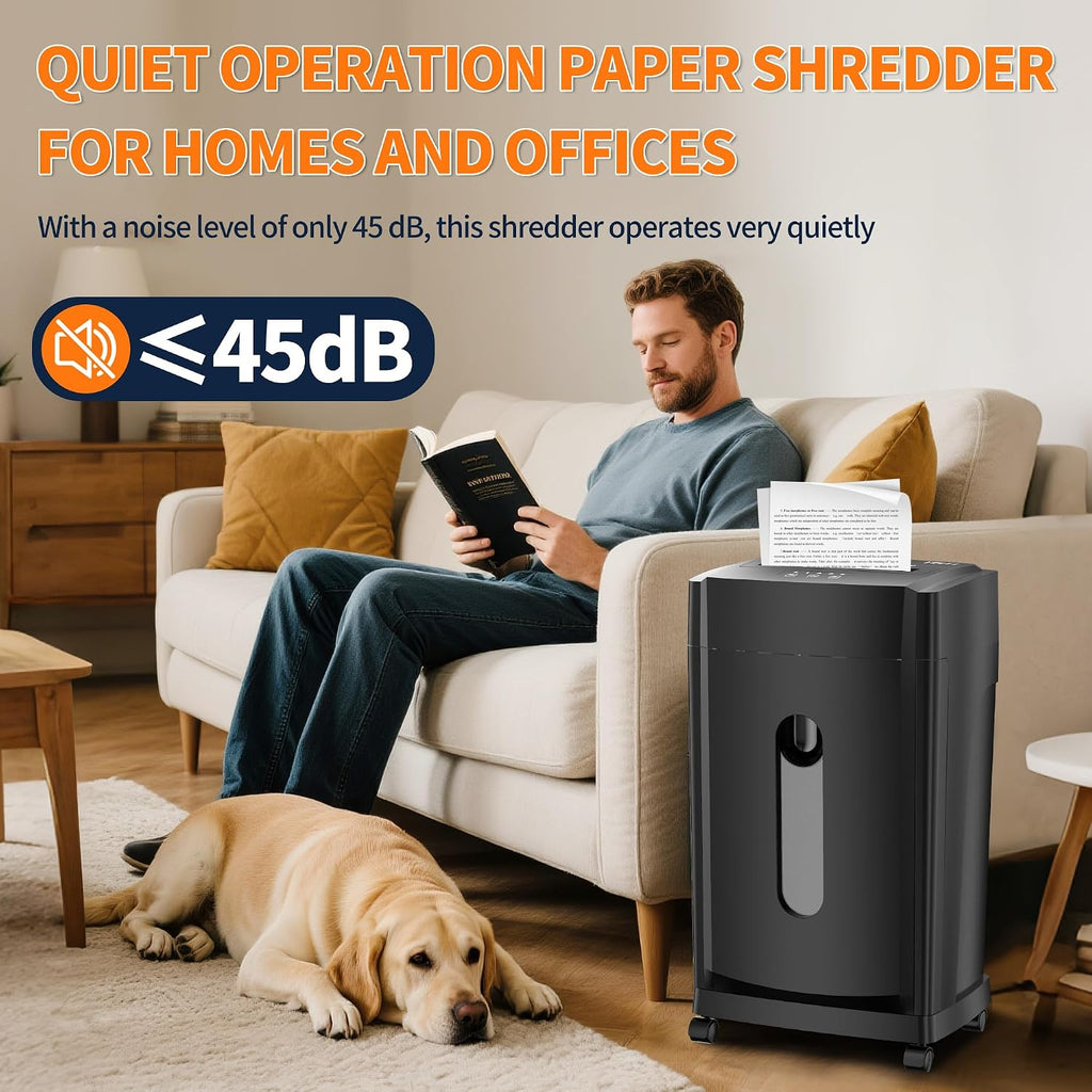 KRT Paper Shredder for Office Home, 18-Sheet Micro Cut Paper Shredder Auto Feed Cross Cut with 8 Gallons Bin, P-4 High Security Level, Shreds CDs/DVDs, Black