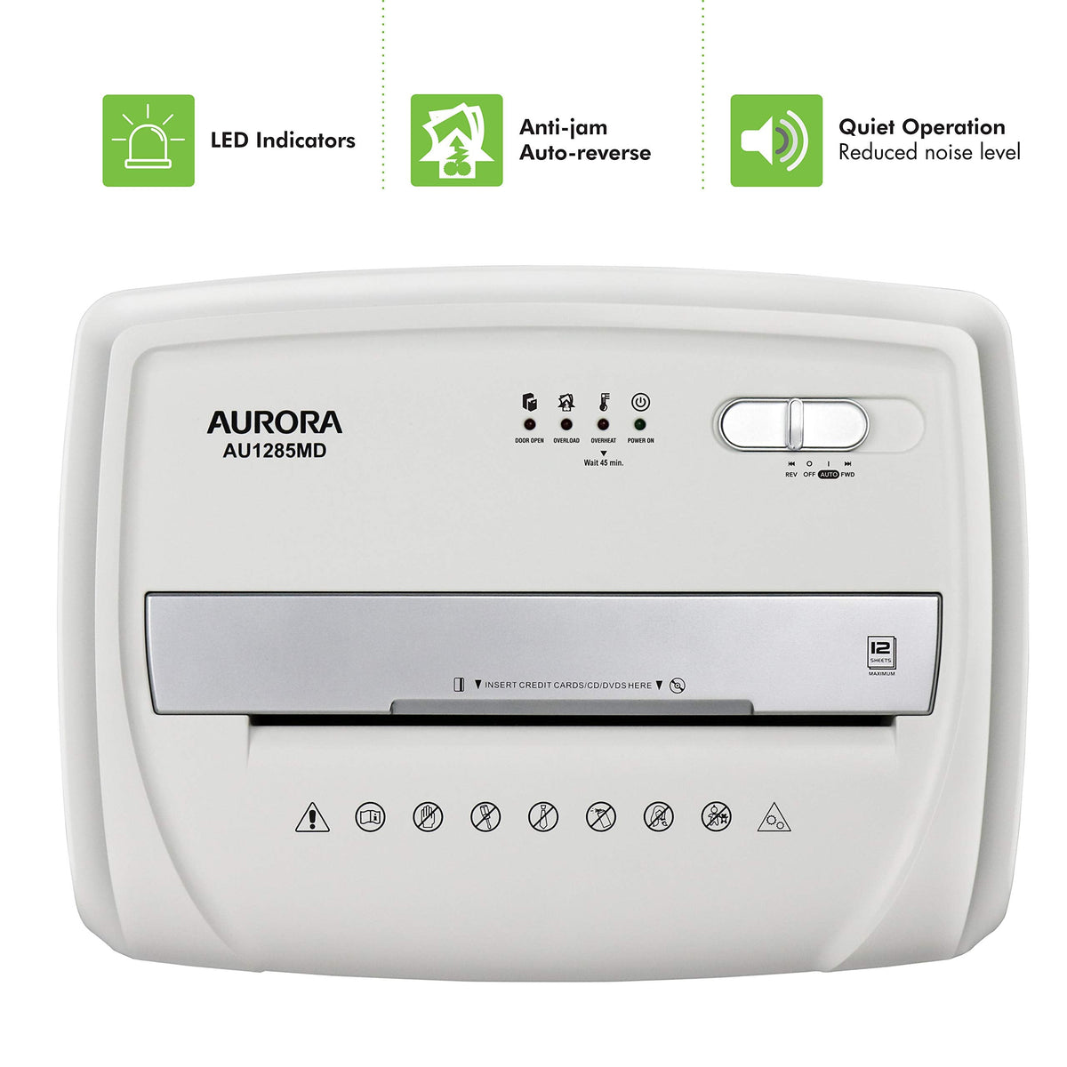 Aurora High Security 150-Sheet Auto Feed Micro-Cut Paper and Credit Card Shredder with 6.3 Gallon Pullout Basket / 60 Minutes/Security Level P-4