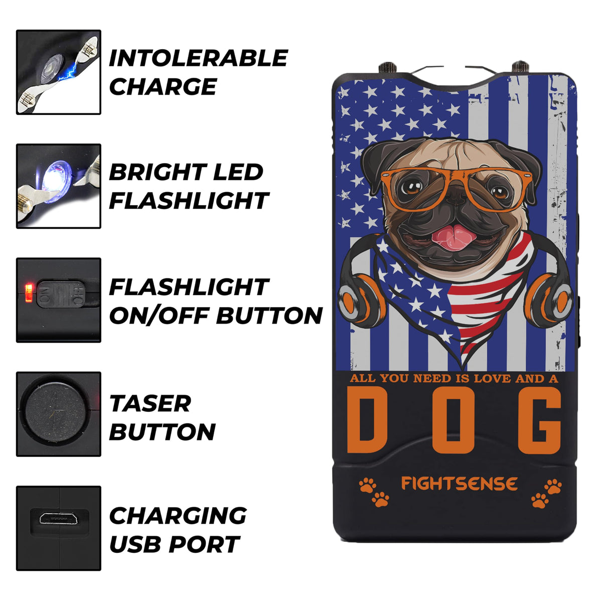 Wholesale Lot Super Heavy Duty Stun Gun for Self Defense with Bright Led Flashlight, Rechargeable Battery, Nylon Holsters with Belt Loop for Easy Cary