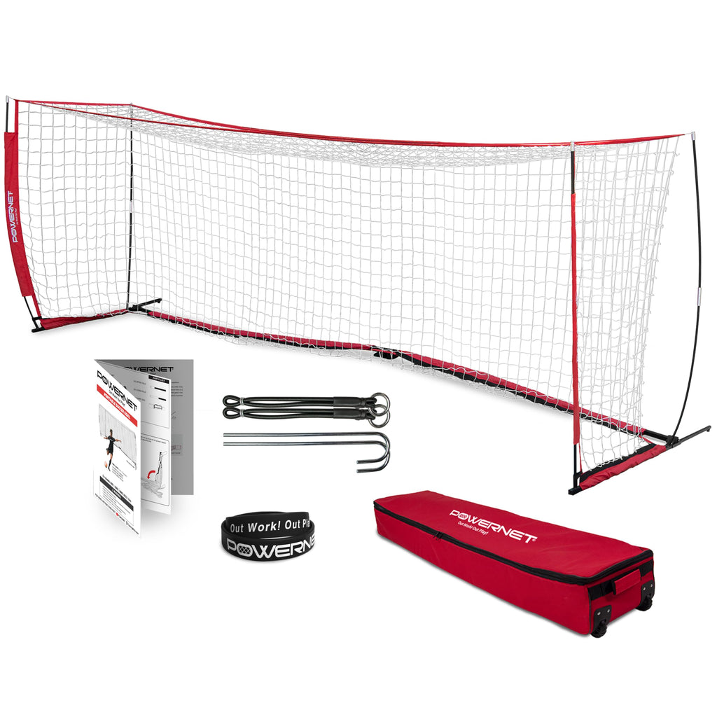 PowerNet Soccer Goal for Backyard, 3Mx2M / 6x4 / 8x4 / 12x6 / 14x7 /18.5x6.5 / 21x7 / 24 x 8 Portable Soccer Net, Sports & Outdoors Training Equipment, Quick Setup 1 Goal & Zipper Storage Bag