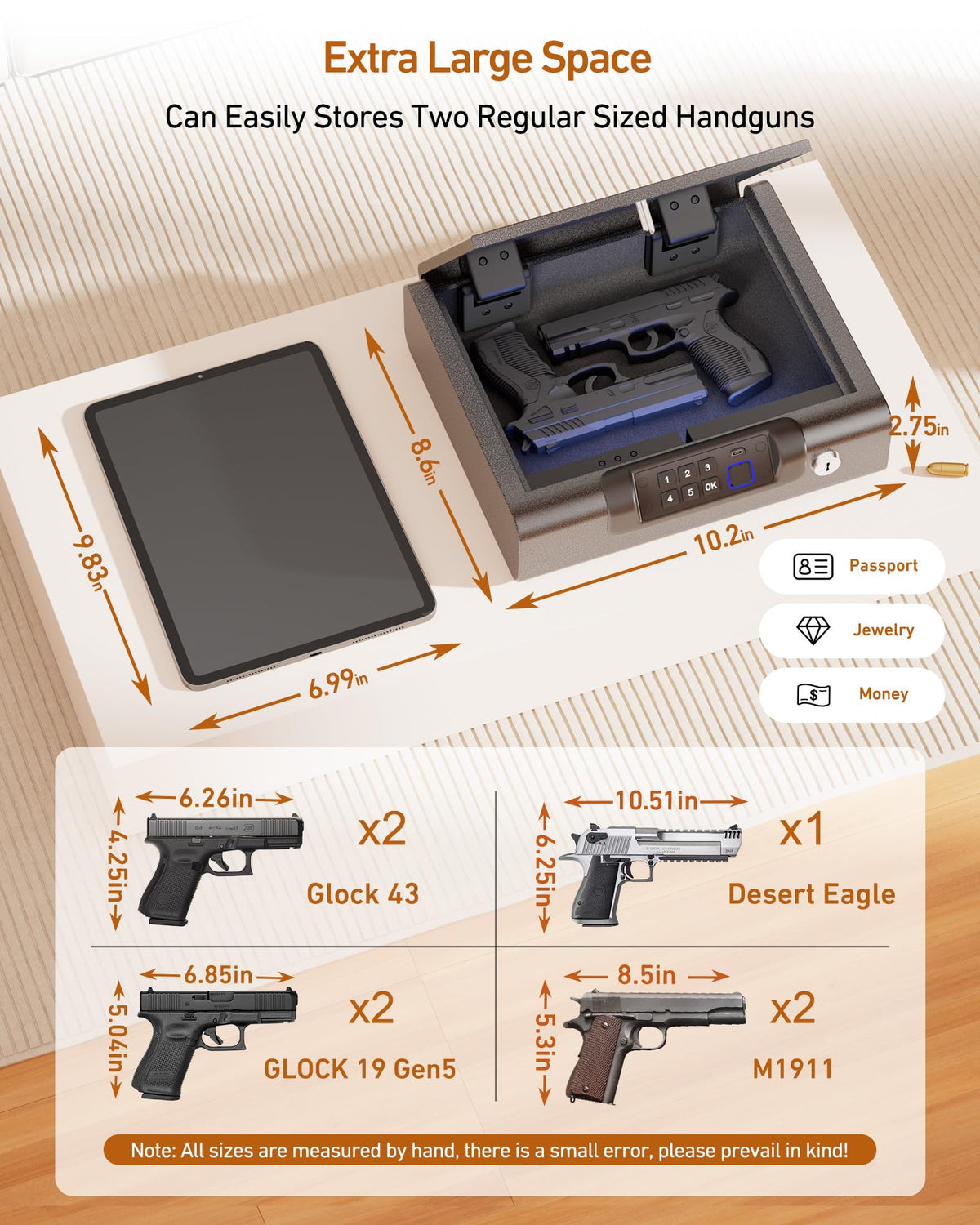 BILLCONCH Large Gun Safe Biometric Fingerprint Handgun Pistol Safes