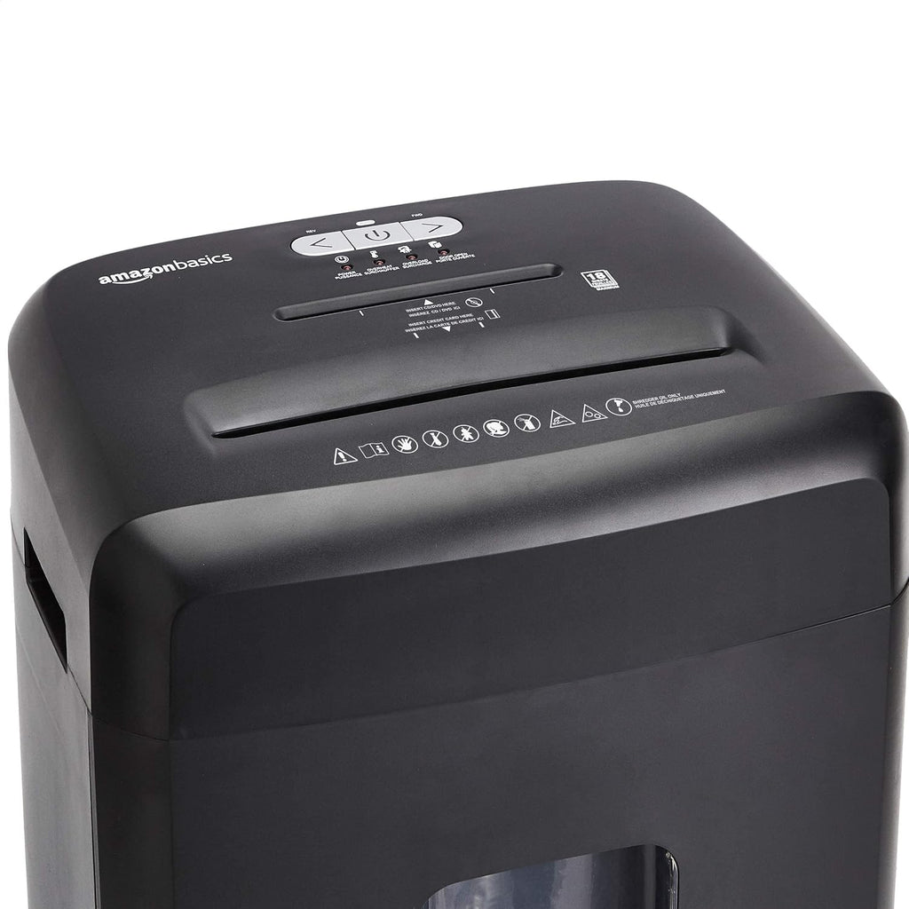Amazon Basics 18 Sheet Cross Cut Paper, CD, and Credit Card Shredder with 6 Gallon Bin, 30 Minutes Continuous Run Time, Black