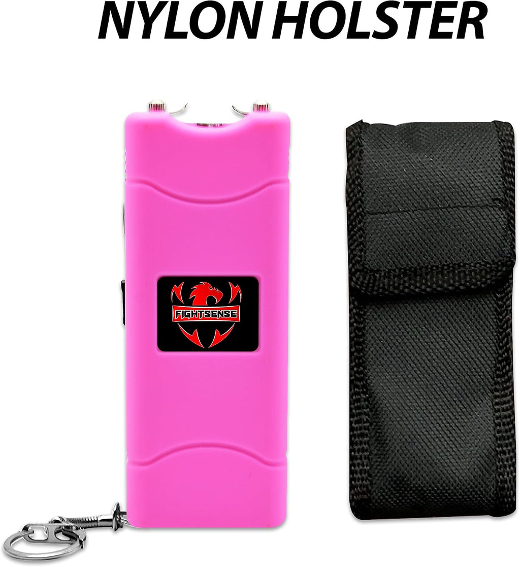 FIGHTSENSE (12 pcs) Wholesale Bulk Stun Gun Flashlight for Men and Women self Defense Device, Rechargeable Stun Gun, Nylon Holsters