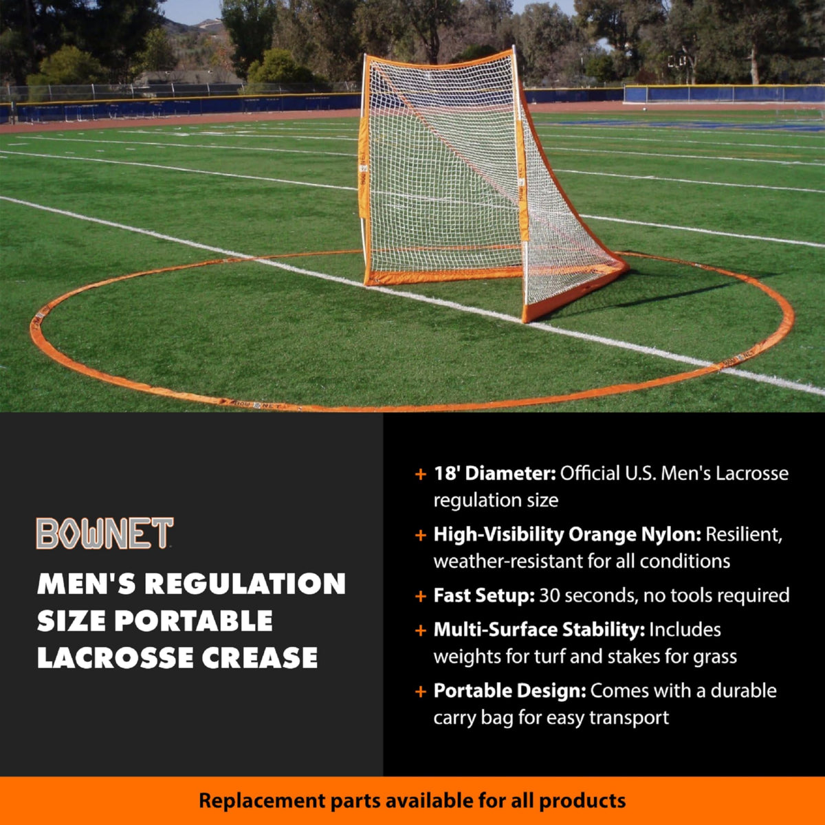 Bownet Portable Lacrosse Crease Ring with Carry Bag â Indoor/Outdoor Training Arc for Goalie Protection & Practice, High-Visibility Weather-Resistant Design, Compatible with Bownet Lacrosse Goals