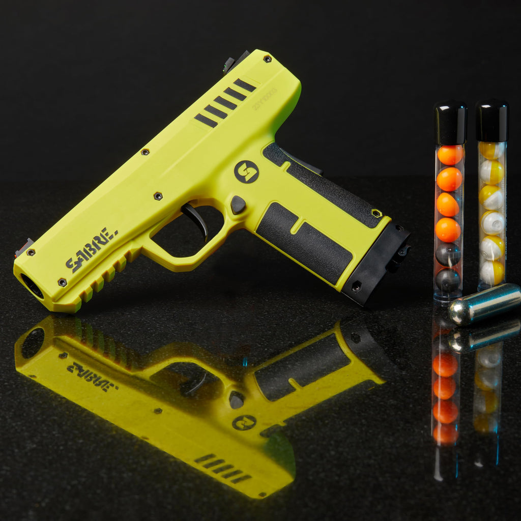 Sabre Home Defense Projectile Launcher, Large Size with (7) 0.68 Cal. Impact Projectiles, 40% More Stopping Power for Extra Home Protection, Holds Up to 7 Projectiles